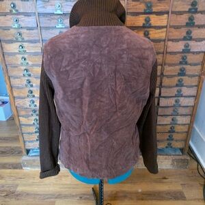 Brown Suede Jacket with Knit Sleeves